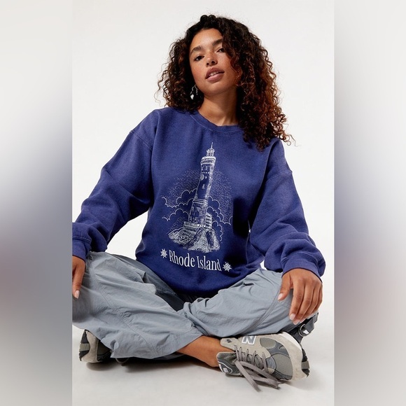 Golden Hour Tops - Women’s Golden Hour Blue Rhode Island Crewneck Fleece Sweatshirt